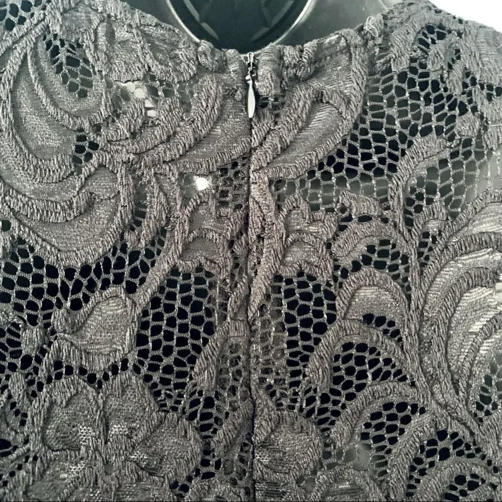 Ambiance Black Lace Overlay Midi Dress Size Small - Picture 9 of 15